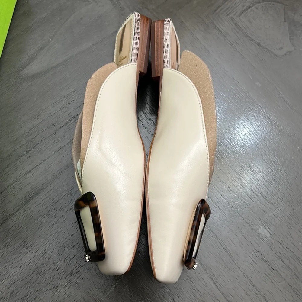 Womens Sam Edelman Mules | Lavina Buckle Mule Modern Ivory Leather - Picture 3 of 14